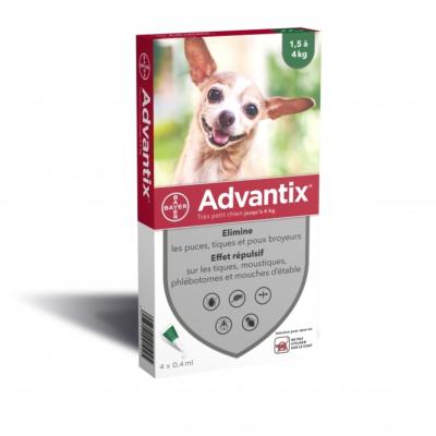 ADVANTIX 40 - 1 à 4 Kg  EN 4 PIPETTES