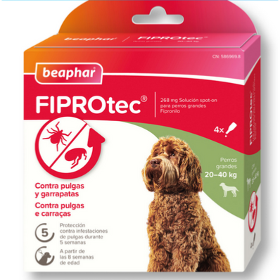 FIPROTEC Fipronil Grand chien 20-40 KG en 4 pipettes