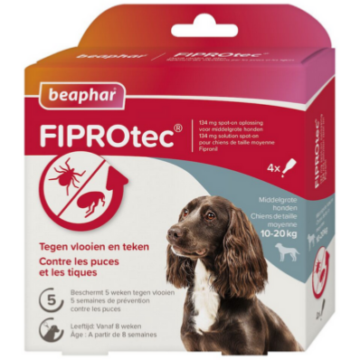 FIPROTEC Fipronil chien moyen 10-20 KG en 4 pipettes