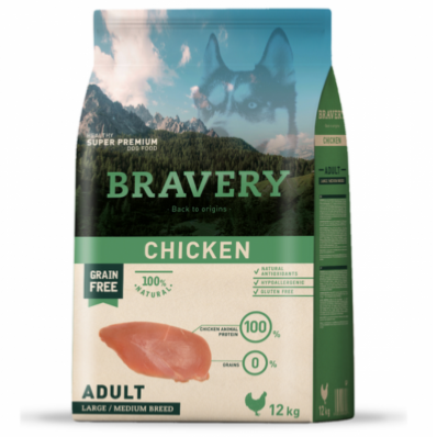 BRAVERY ADULT CHICKEN MEDIUM & LARGE en 12 Kg