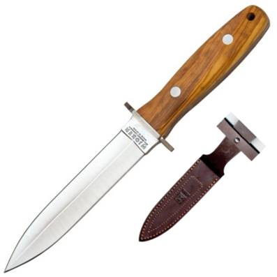 DAGUE CHASSE 15 Cm manche Olivier + étui