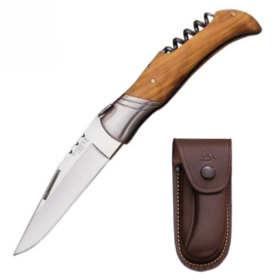 COUTEAU 9,5 cm avec tire-bouchon manche Olivier