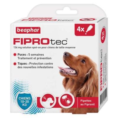 FIPROTEC Fipronil chien moyen 4x1.34 ml en 4 pipettes