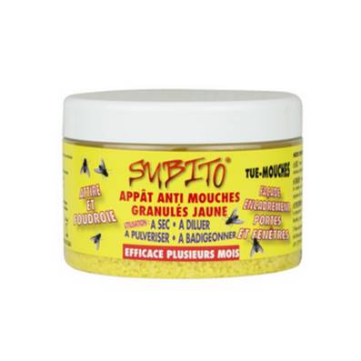 SUBITO GRANULES JAUNE MOUCHES en Pot de 250 Gr -fds-