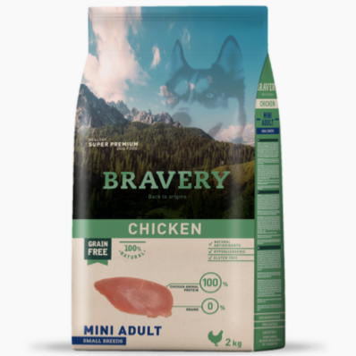 BRAVERY ADULT CHICKEN MINI en 2 Kg